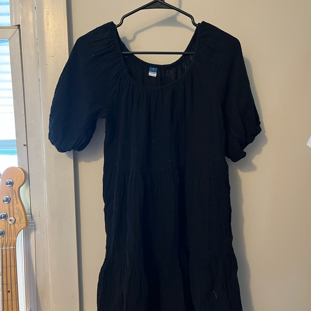Old Navy Black Dress with Puff Sleeves